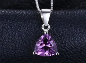 Natürlich Amethyst Anhänger, 925 Sterling Silber Hochzeitsgeschenk, Anhänger - Bild 1 von 3