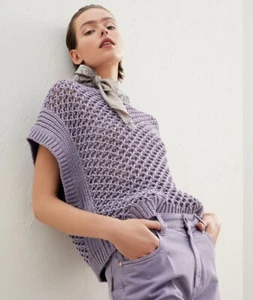 Brunello Cucinelli Open Knit Sweater Top, size 3XL - Picture 1 of 11