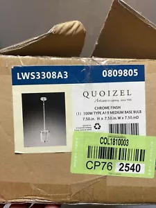 Quoizel Lighting 1 Light Chrome Finish 100W Light Fixture NEW IN BOX - Picture 1 of 5
