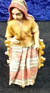 Vintage Wax Figurine; Woman on Crate; Handcrafted; 1880's-1940's; Mexico; EX - Picture 1 of 7
