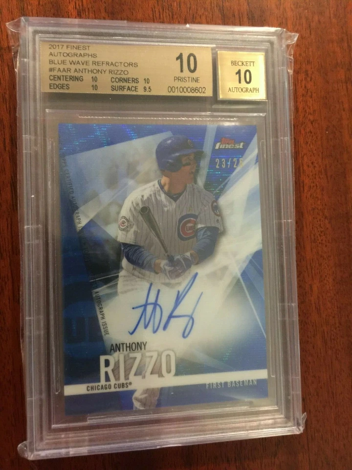 PRISTINE 2017 Finest ANTHONY RIZZO #FA-AR Blue Wave Refractor AUTO 23/25 BGS 10 - Image 1 of 3