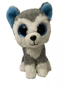 TY Beanie Boos Slush the Husky Dog 6" Peluche Ancho Azul Brillo Ojos Sin Etiqueta - Imagen 1 de 8