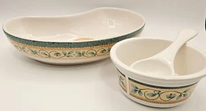 Pfaltzgraff French Quarter Crescent Serving Bowl & Dip Bowl w/Spoon - Picture 1 of 17