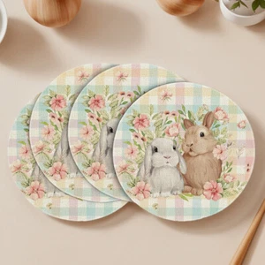 4 PCS Easter Round Placemats Linen Table Mats Easter Party Dining Decoration(E) - Picture 1 of 9