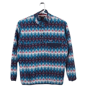 PATAGONIA Synchilla Uomo Snap T Fleece Taglia M Blu Tappeto Foresta Pullover Azteco - Foto 1 di 9
