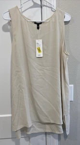 Eileen Fisher Tunika Tanktop Knochen 100% Seide U-Ausschnitt Größe L - Bild 1 von 7