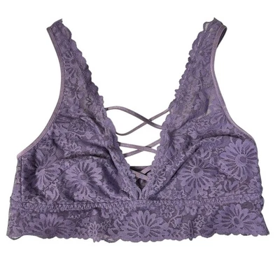 Victoria’s Secret ROSA Grande Encaje Bralette Con Cordones Convertible Ajustable Púrpura Foto 1 de 4