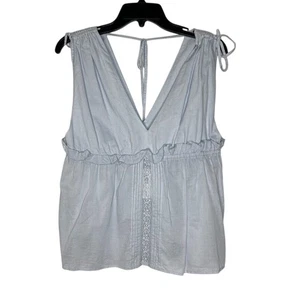 Top St Roche Para Mujer L Azul Claro Cuello en V Sin Mangas Detalle de Encaje Estilo Boho NUEVO - Imagen 1 de 11