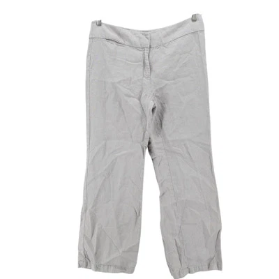 EILEEN FISHER Gray 100% Linen Pants Woven Zip Closure Size 12 PETITE - Image 1 of 4