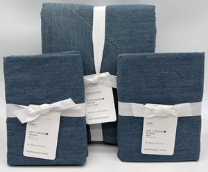 Pottery Barn Soft Washed Denim KING Duvet Cover & 2 King Shams ~ Denim Blue - Picture 1 of 2