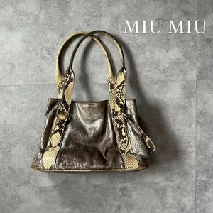 MIU MIU 90s Archive Animal Print Handbag Beige Brown Leather Used Vintage Used - Picture 1 of 15