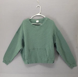 Sudadera All In Motion para mujer XL verde acolchada cuello redondo manga larga camiseta corta - Imagen 1 de 17