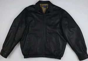 Giacca pelle nera Nautica vintage anni 90 foderata imbottitura rara vela sport USA taglia 40  - Foto 1 di 11