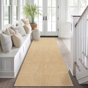 Natural Cotton Woven Long Hallway Runner Rug 2x8 ft Washable Boho Reversible ... - Picture 1 of 5