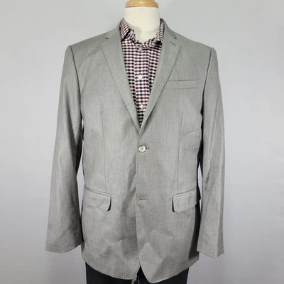 Perry Ellis Men's Sport Coat Blazer Two Button Gray Herringbone Poly Blend 44R - Image 1 of 4