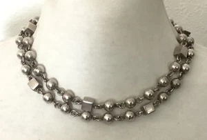 "Collar México TAXCO Plata de Ley 10mm Bola Cubo Cuadrado Cuentas 39"" ~ 114.3g" - Imagen 1 de 11
