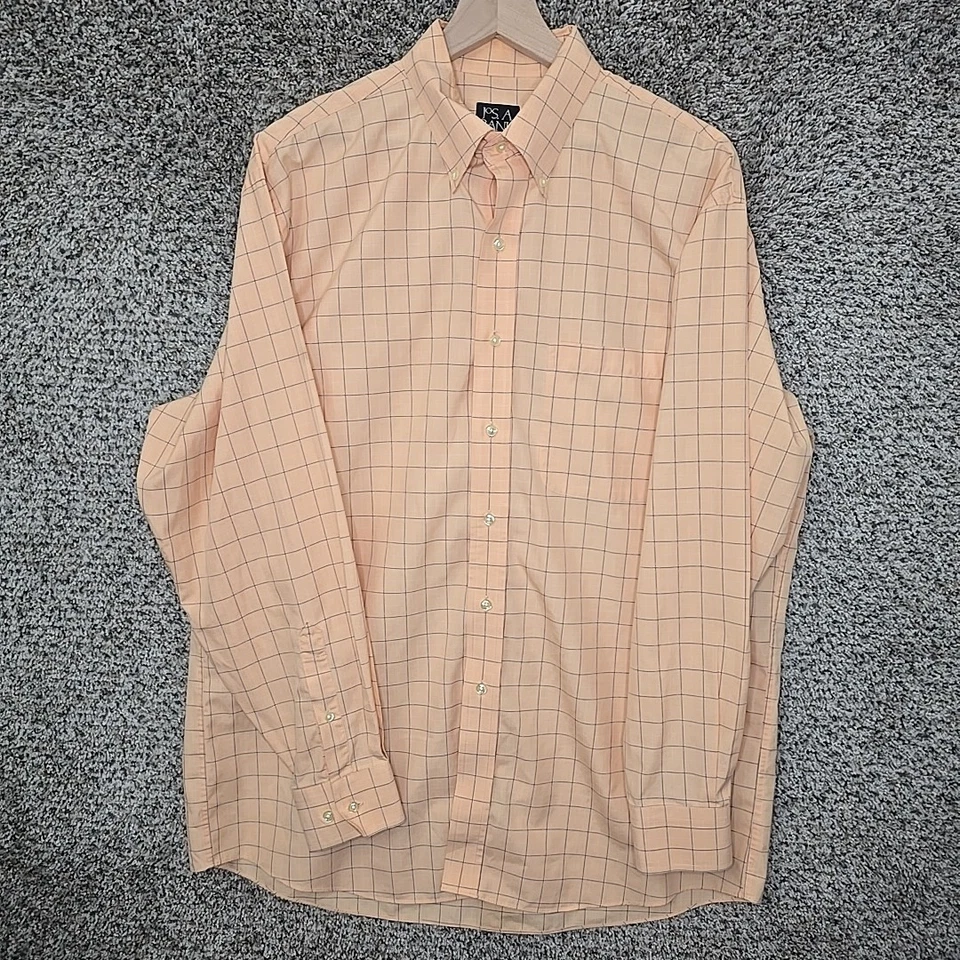Camisa Jos A Bank Para Hombre Grande Naranja Cuadros Botones Viajero Algodón Informal Foto 1 de 4