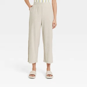 Women's High-Rise French Terry Wide Leg Ankle Pull-on Pants - a New Day Size XL - Picture 1 of 3