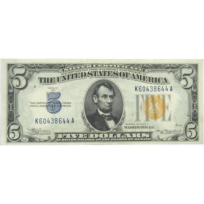 1934A $5 Silver Certificate North Africa WWII FR2307 CCU Choice Crisp - Image 1 of 2