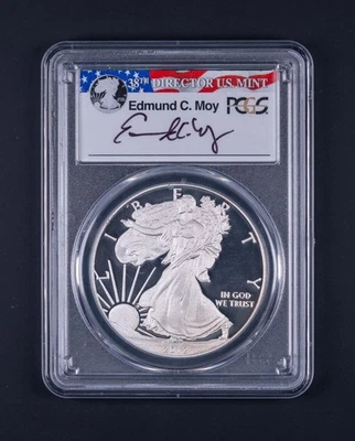 Etiqueta de bandera firmada a mano Moy 2012-W Silver Eagle graduación profesional PCGS PR69 DCAM Foto 1 de 2