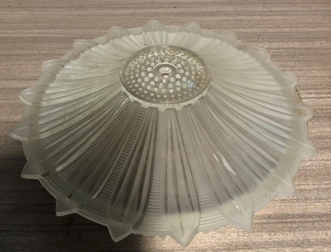 Vintage 14" Art Deco Frosted Glass Sunflower Ceiling Light Shade Fixture  1930s Cover