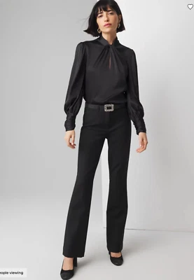 Pantalones elásticos cómodos ajustados WHBM® Ines Bootcut en negro talla 12 Foto 1 de 4