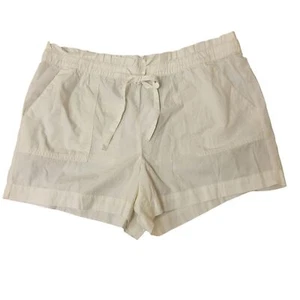 Ann Taylor Loft Outlet Cargo Mid Rise Paper bag Shorts Cotton White Womens Large - Picture 1 of 13