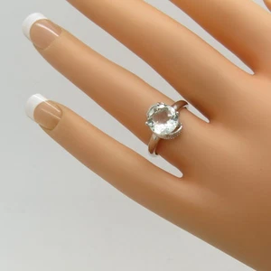 Klarer hellgrüner Stein mit Diamant Chip Akzenten Sterlingsilber S/7 Ring Neu ohne Etikett E - Bild 1 von 12