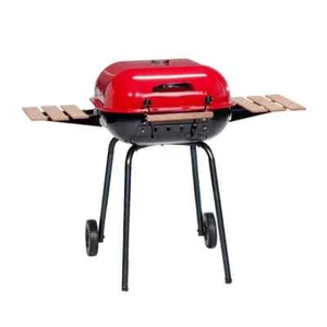 Americana Swinger Charcoal Grill with Two Side Tables Red - Picture 1 of 4