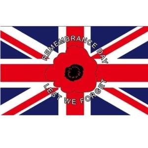 LEST WE FORGET UK FLAG MILITARY BRITISH ARMY 5x3ft 3x2ft REMEMBRANCE DAY SUPPORT - Foto 1 di 1