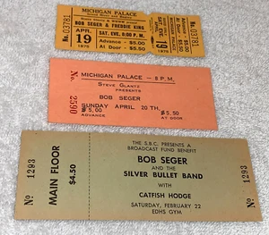 BOB SEGER SILVER BULLET BAND 3 UNBENUTZT 1975 KONZERT TICKETS DETROIT MI Ephemera - Bild 1 von 12