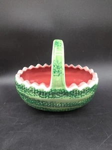 Vintage Watermelon Ceramic Bowl, Serving Basket With Handle - Picture 1 of 6