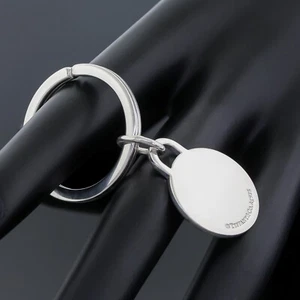 Tiffany & Co. Engravable Round Tag Key Chain Ring Holder 925 Sterling Silver - Picture 1 of 5