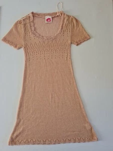 Ladies Dress Lipsy Size S/M Short Sleeve Cream Sparkling 11278 - Picture 1 of 12