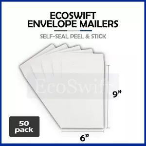 50 EcoSwift weiß selbstklebend Versand Kraftpapier Umschlag 28 Pfund 6" x 9" - Bild 1 von 7