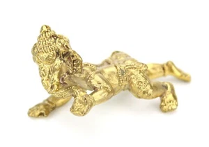 Buddhist & Hindu Amulet - Brass Metal Crawling Ganesh Amulet / Statue - GS3 Gold - Picture 1 of 3
