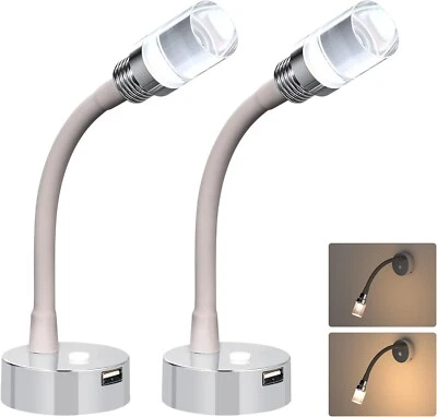 Lampe Lesen 12V LED Wand Biegsam Dimmbar mit Schalter USB - Bild 1 von 4