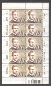 150 E.Melngailis Latvian Composer and Chess player 2024 Latvia stamp sheet of 10 - Picture 1 of 1