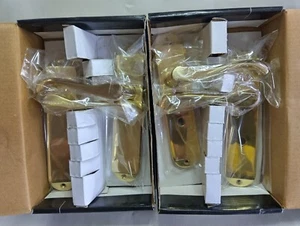 2, Cadenza Short Plate Polish Brass Door Handle Bathroom and lever latch Handles - Picture 1 of 8