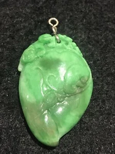 Antique Chinese Apple Green Jadeite jade Carved Pendant Early Qing Dynasty 9.2g - Picture 1 of 6