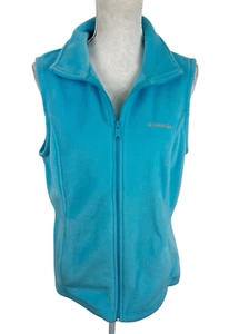 Columbia Women's L Lightweight Full Zip Fleece Vest Turquoise Blue EUC - Picture 1 of 10