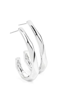 Paparazzi: Made You HOOK - Silver Earrings. New In Package - Picture 1 of 2