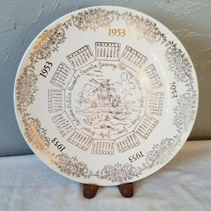 Cremeweiß-Goldkalender 1953 Porzellan Sammelteller - Bild 1 von 8