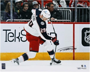Patrik Laine Columbus Blue Jackets Signed 16" x 20" White Jersey Shooting Photo - Picture 1 of 1
