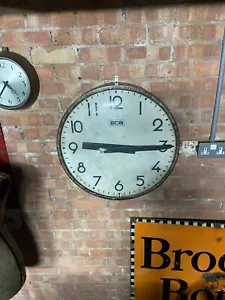 More details for mid century large station railway factory wall clock english clock systems