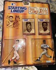 Starting Lineup Wrong Sticker Back Hank Aaron Carl Yastrzemski Red Sox's Braves - Picture 1 of 2
