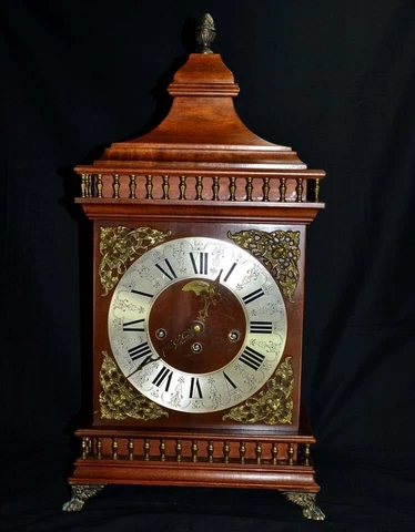 Antique Mantel Clock Warmink Desk Wood Germany Dial Bronze Key Rare Old 20th Cover