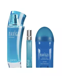 Jafra Navigo Homme EDT 3.3 Fl Oz, Deodorant & Mini Gift Set New & Fresh - Picture 1 of 1