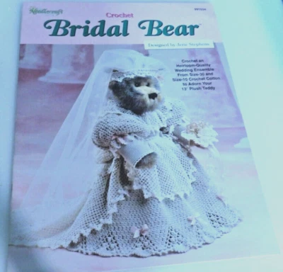 BRIDAL BEAR DRESS CROCHET PATTERN BOOKLET by Needlecraft - Image 1 of 4