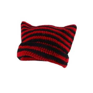 Slouchy Cat Ear Hat Grunge Accessories Crochet Knitted Cap for Women - Picture 1 of 7
